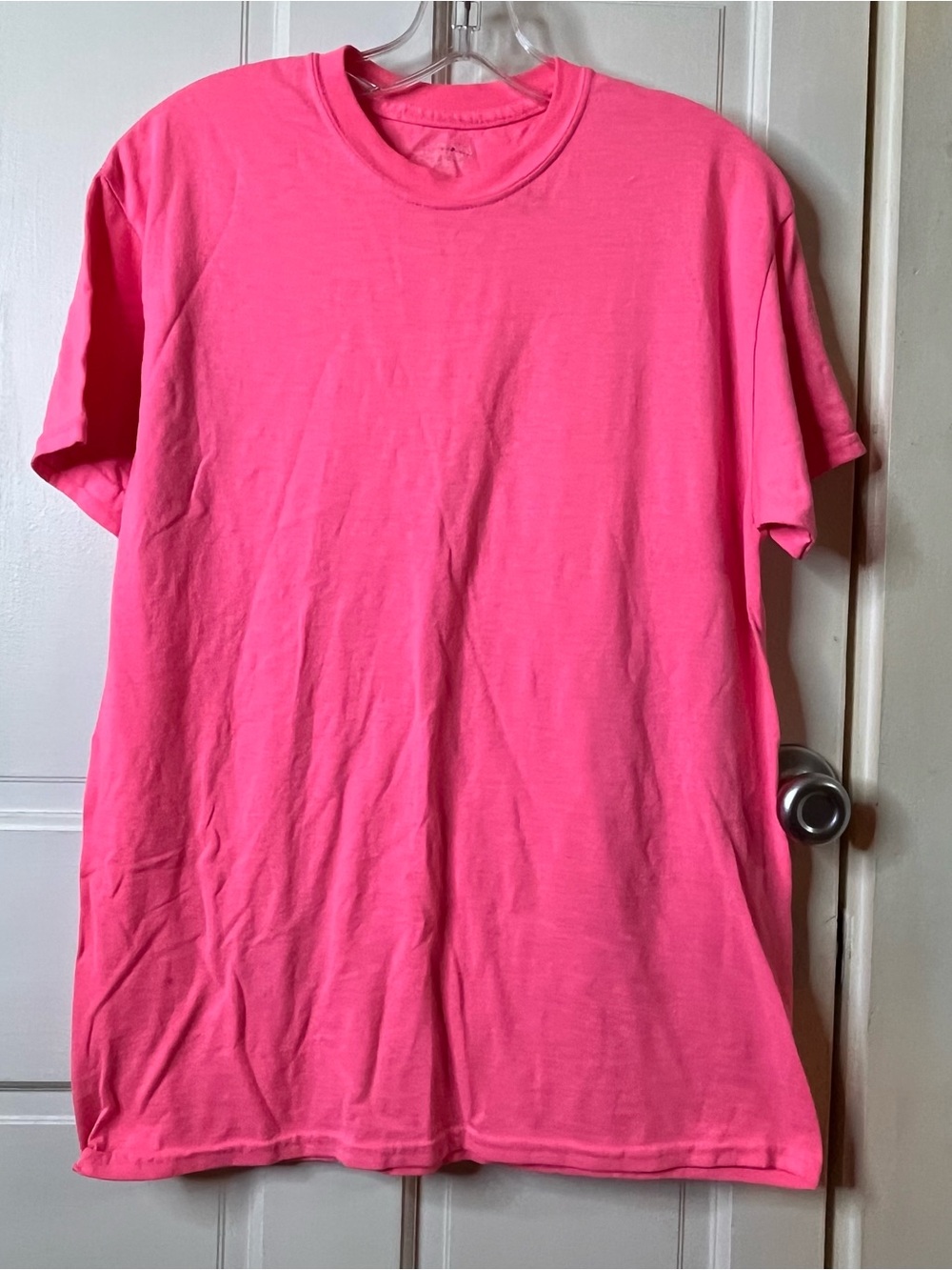Solid Crew Neck T-Shirt - Hot Pink